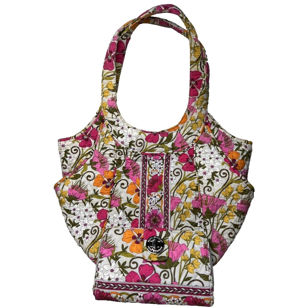 Vera Bradley Tea Garden Large Tote Purse  w/Matching Wallet / RETIRED Print